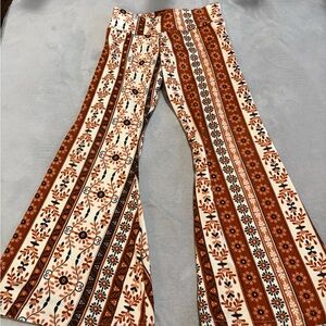 Bohemian Floral Kids Flared Pants - Brown and Cream